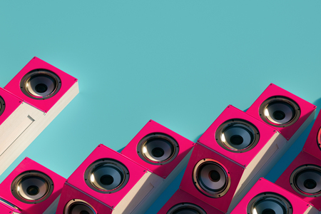 Stylish equalizer from the music speakers in the isometric view. 3d design with long shadow. 3d Illustrationの写真素材