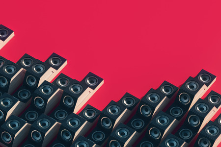 Stylish equalizer from the music speakers in the isometric view. 3d design with long shadow. 3d illustrationの写真素材