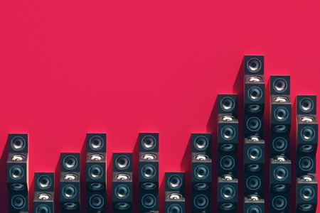 Stylish equalizer from the music speakers in the isometric view. 3d design with long shadow. 3d illustrationの写真素材