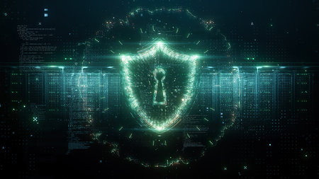 Cyber security of digital data network. The concept of protection against hacker attacks. 3d renderの写真素材