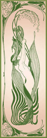 illustration,vector graphics, backdrop ,linear picture,drawing,woman,elegance,beauty, design ,  image のイラスト素材