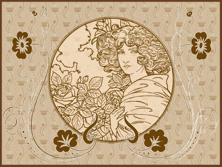 illustration,vector graphics, backdrop ,linear picture,drawing,elegance,beauty, designのイラスト素材