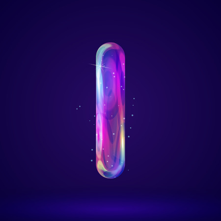 Holographic cosmos effect alphabet letter I vector illustration. Modern 3d fantasy character.のイラスト素材