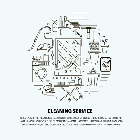 Home cleaning circle concept icon vector illustration designのイラスト素材