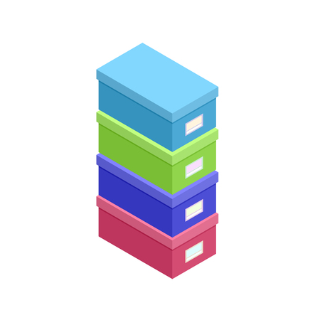 Isometric stacked box for papers set vector illustrationのイラスト素材