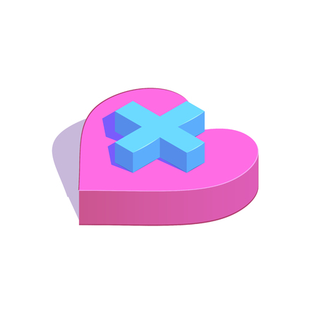 Isometric plus button on heart simple icon. New partner concept vector illustrationのイラスト素材
