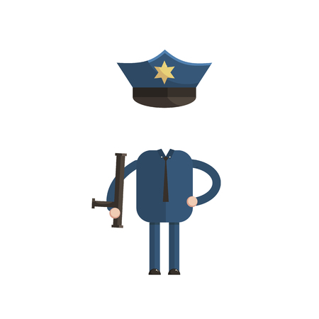 Sticker for a photo or game, a police officer costume cartoon style vector illustration cartoon style vector illustrationのイラスト素材