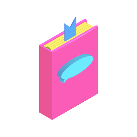 Isometric chat bubble on book simple icon. Book citation concept vector illustrationのイラスト素材