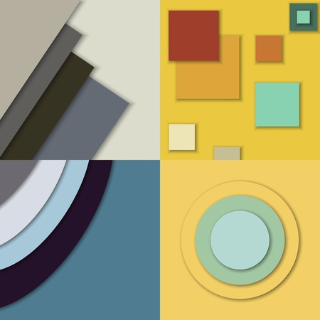 Set of Modern flat paper cut material designのイラスト素材