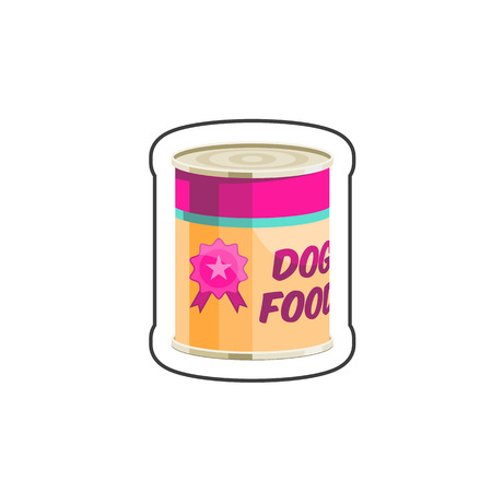 Dog canned food cartoon sticker vector illustration for pet shopのイラスト素材