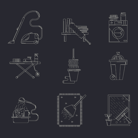 Cleaning service line icon set concept vector illustrationのイラスト素材