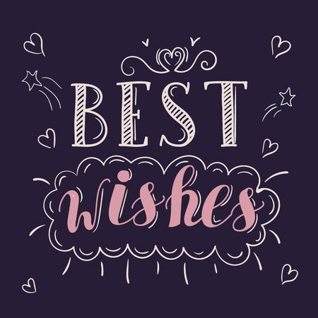 best wishes lettering vector illustration. postcard printing clip artのイラスト素材