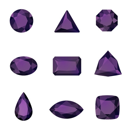 geometric gems set cartoon style vector illustrationのイラスト素材