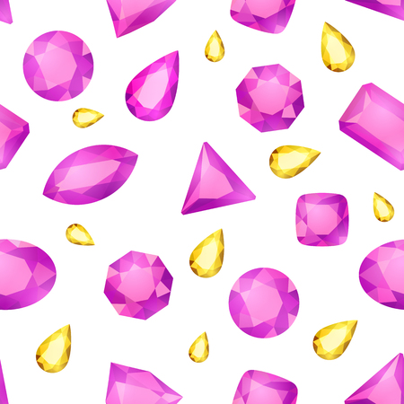 Geometric gems set cartoon style vector illustration seamless backgroundのイラスト素材