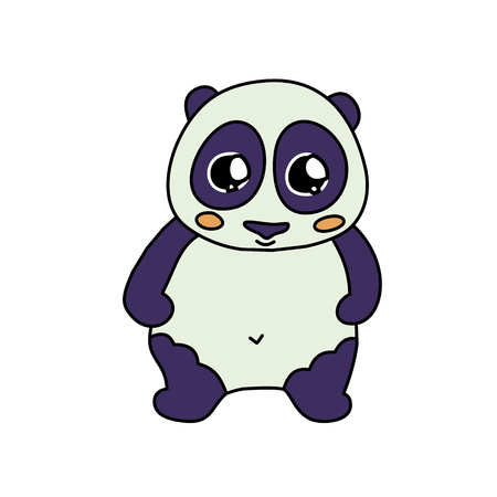 Colored line panda doodle icon. Cartoon cute character. Children book illustration. Animal hand drawn vectorのイラスト素材