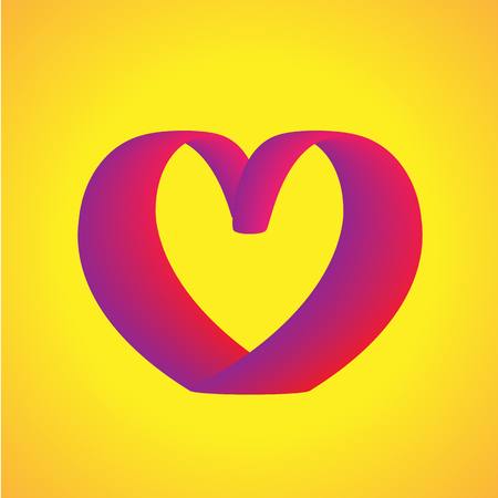 Heart curve modern gradient shape template with pink and purple overflows. Vector futuristic web conceptのイラスト素材