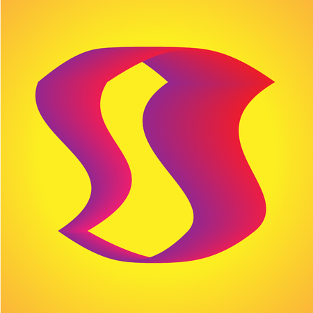 S shape modern gradient shape template with pink and purple overflows. Vector futuristic web conceptのイラスト素材