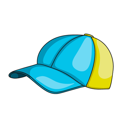 Kids baseball cap icon. Sport clothes. Cartoon vector illustration with stroke isolated on whiteのイラスト素材
