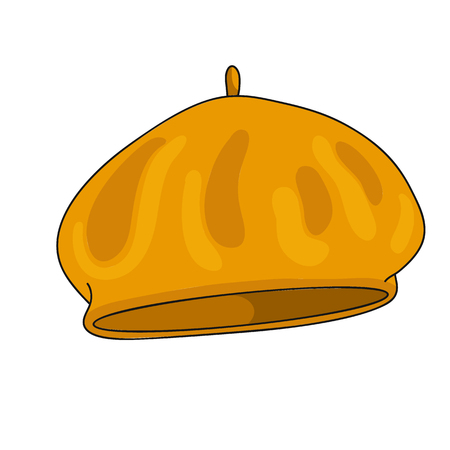 Woman beret icon. Artist clothes. Cartoon vector illustration with stroke isolated on whiteのイラスト素材