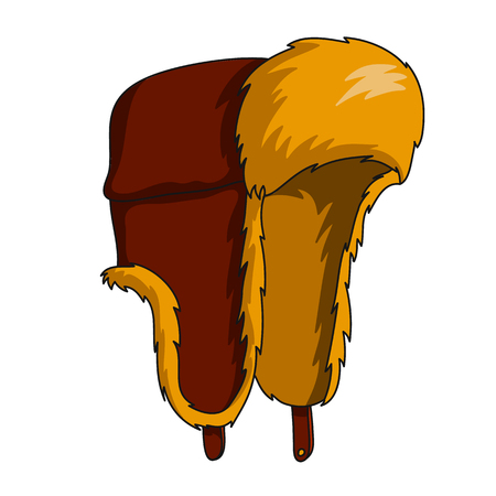 Fur hat icon. Winter holiday equipment. Cartoon vector illustration with stroke isolated on whiteのイラスト素材