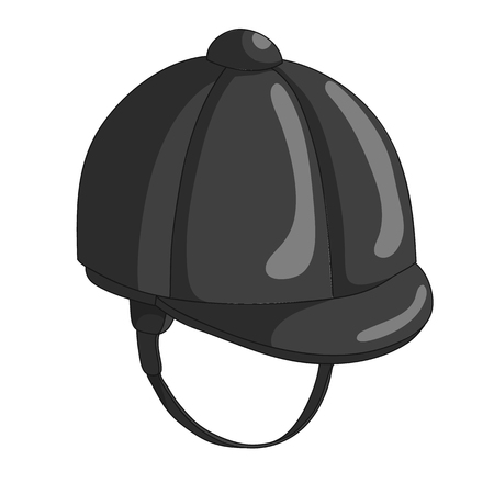 Jockey hat icon. Special headdress. Riding equipment. Cartoon vector illustration with stroke isolated on whiteのイラスト素材