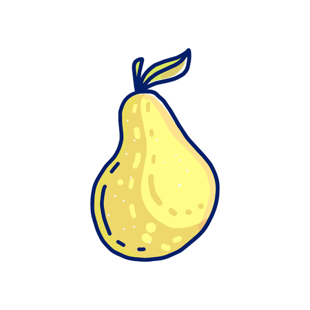 Yellow pear icon.  Delicious fruit vector illustration isolated on white. Vegeterian food. health nutrition dessert.のイラスト素材