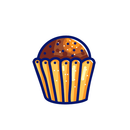 Colorful tasty cupcake. without toppings. Cake base vector illustration in cartoon doodle styleの写真素材