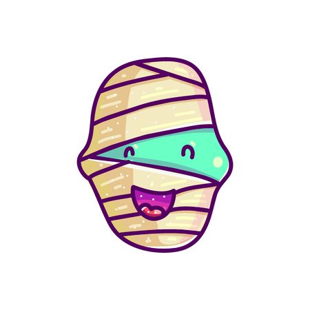 Cartoon vector image of cheerful mummy head isolated on white backgroundのイラスト素材