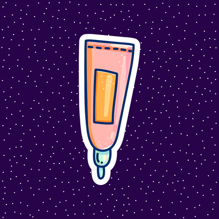 Woman cosmetics hand drawn cartoon vector illustration sticker.のイラスト素材