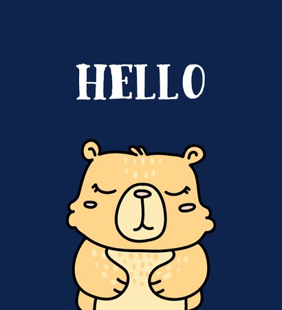Cute baby bear hand drawn vector characterのイラスト素材