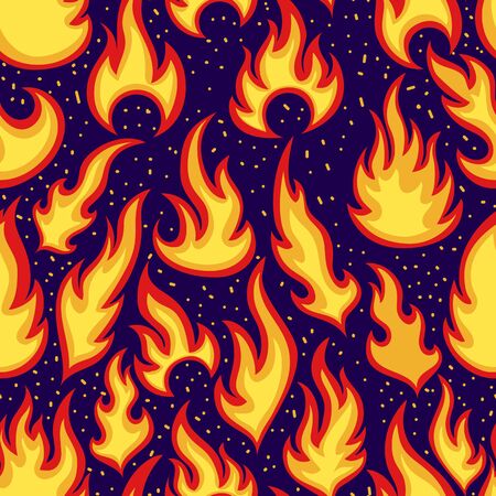 Cartoon fire flames seamless patternのイラスト素材