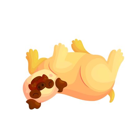 Cute dog sleep cartoon character vector design. Bulldog puppy sleeping kids illustration. Lazy pug domestic pet clipart.のイラスト素材