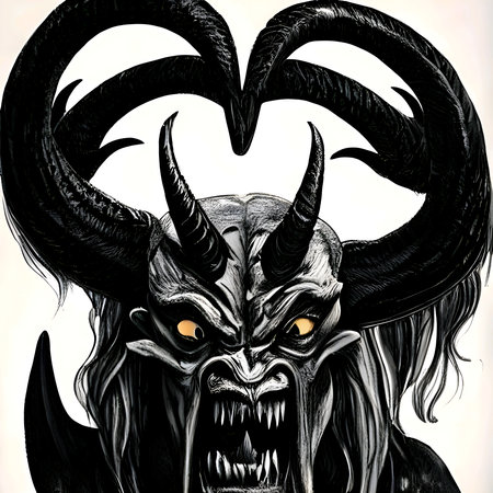 scary demon with horns | art | illustration Terrifying demon with horns | art | illustration