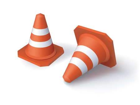 image of two red traffic cones のイラスト素材