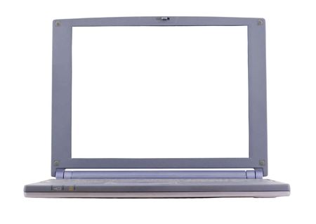 laptop on white background whith empty screen