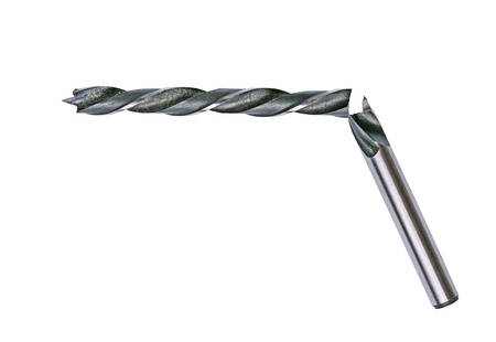 broken drill bit for woodworking isolated on white backgroundの写真素材
