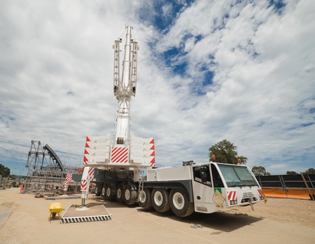 special crane equipment  working for  global road reconstruction