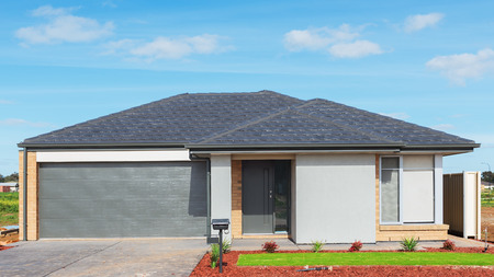 typical  facade of a new modern suburban  houseのeditorial素材