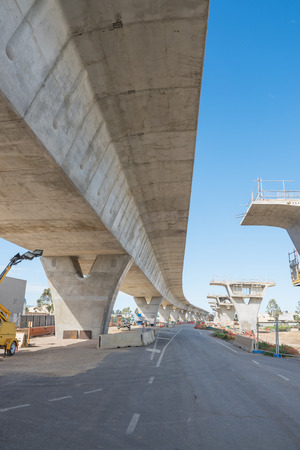 road currently under construction at several levels to increase trafficの写真素材