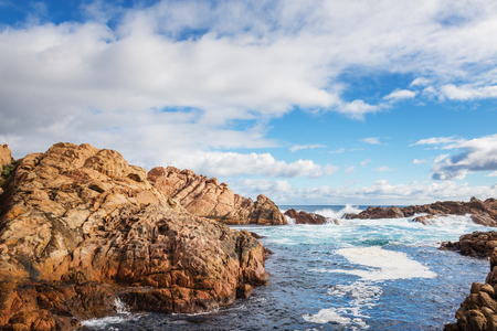 famous rocks in  canal of the coast in Busselton is a city on the southwest tip of Western Australiaの写真素材