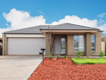 typical facade of a modern suburban houseの写真素材