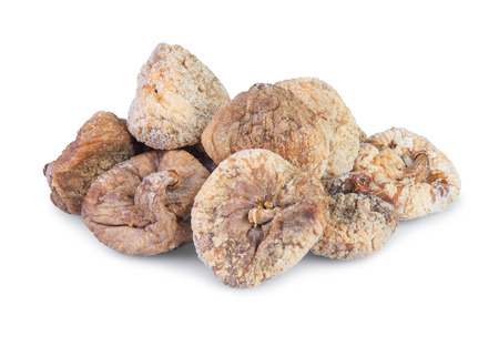 Dried pitted figs isolated on a white background の写真素材