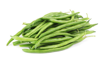 Green beans string isolated on white backgroundの写真素材