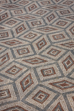 Floor mosaic in the ruins of the ancient Roman city Conimbriga, Portugalの写真素材
