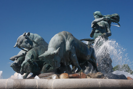 Gefion fountain in Copenhagen, Denmarkの写真素材