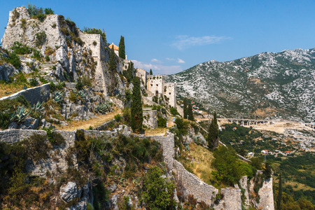 The Klis Fortress is a medieval fortress situated above a village bearing the same name, near the city of Split, in central Dalmatia, Croatia.の写真素材