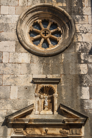 Church facade in Korcula, Croatiaの写真素材