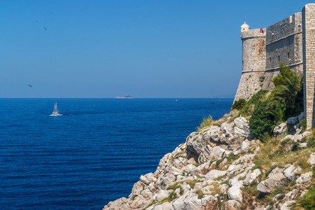 Defense tower of Dubrovnik fortress, Croatiaの写真素材