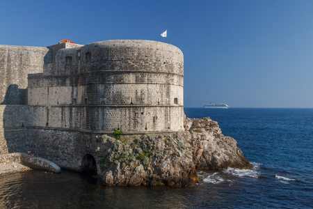Defense tower of Dubrovnik fortress, Croatiaの写真素材