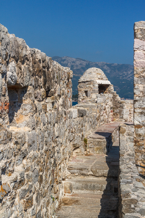 Medieval fortification walls of Budva, Montenegroの写真素材
